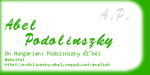 abel podolinszky business card